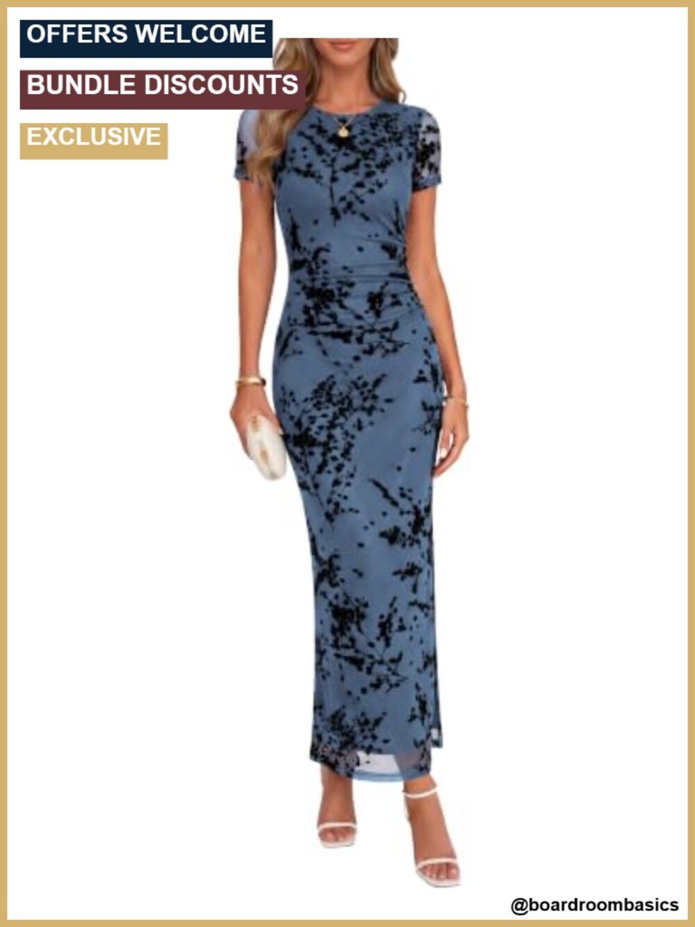 Floral Mesh Bodycon Maxi Dress Ruched Side Slit Formal Cocktail